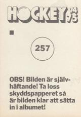 1974-75 Williams Hockey (Swedish) #257 Anders Nordin Back