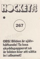 1974-75 Williams Hockey (Swedish) #267 Ulf Torstensson Back