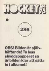 1974-75 Williams Hockey (Swedish) #286 Hockeyskolan - Malvaktsspel Back