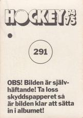 1974-75 Williams Hockey (Swedish) #291 Hockeyskolan - Forsvarsspel Back