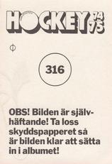 1974-75 Williams Hockey (Swedish) #316 Leif Holmqvist Back