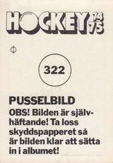 1974-75 Williams Hockey (Swedish) #322 Tre Kroner Back