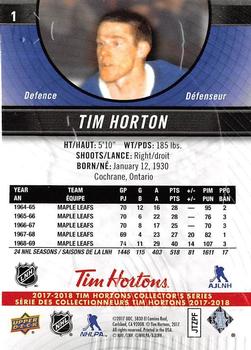 2017-18 Upper Deck Tim Hortons #1 Tim Horton Back