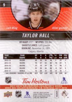 2017-18 Upper Deck Tim Hortons #9 Taylor Hall Back