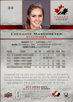 2017 Upper Deck Team Canada Juniors #30 Emerance Maschmeyer Back