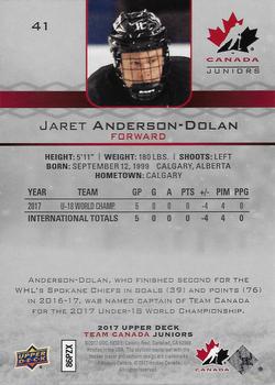 2017 Upper Deck Team Canada Juniors #41 Jaret Anderson-Dolan Back