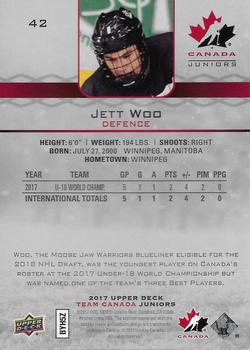2017 Upper Deck Team Canada Juniors #42 Jett Woo Back