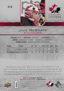 2017 Upper Deck Team Canada Juniors #59 Jacob McGrath Back