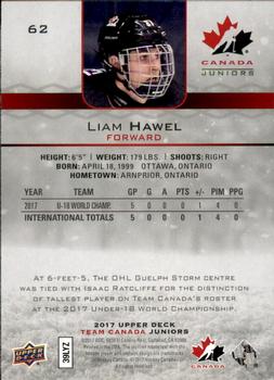 2017 Upper Deck Team Canada Juniors #62 Liam Hawel Back