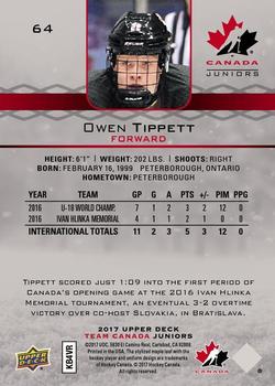2017 Upper Deck Team Canada Juniors #64 Owen Tippett Back
