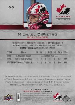 2017 Upper Deck Team Canada Juniors #66 Michael DiPietro Back