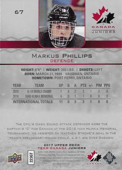 2017 Upper Deck Team Canada Juniors #67 Markus Phillips Back