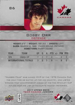 2017 Upper Deck Team Canada Juniors #86 Bobby Orr Back