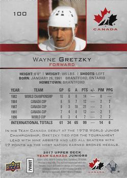 2017 Upper Deck Team Canada Juniors #100 Wayne Gretzky Back