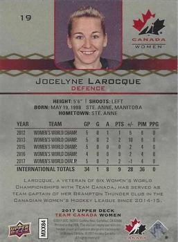 2017 Upper Deck Team Canada Juniors - Red Exclusives #19 Jocelyne Larocque Back