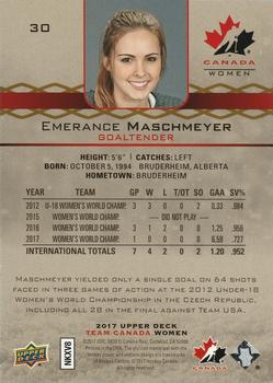 2017 Upper Deck Team Canada Juniors - Red Exclusives #30 Emerance Maschmeyer Back