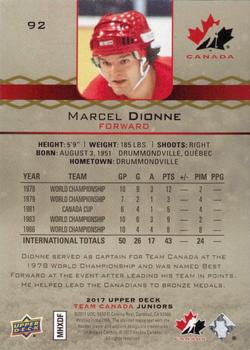 2017 Upper Deck Team Canada Juniors - Red Exclusives #92 Marcel Dionne Back