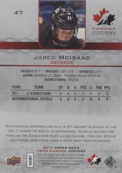 2017 Upper Deck Team Canada Juniors - High Gloss #47 Jared McIsaac Back