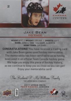 2017 Upper Deck Team Canada Juniors - Canada Jerseys #2 Jake Bean Back