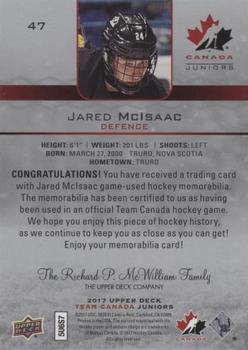 2017 Upper Deck Team Canada Juniors - Canada Jerseys #47 Jared McIsaac Back