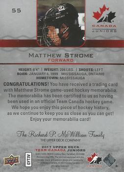 2017 Upper Deck Team Canada Juniors - Canada Jerseys #55 Matthew Strome Back
