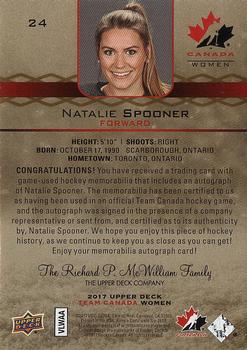 2017 Upper Deck Team Canada Juniors - Premium Materials Autographs #24 Natalie Spooner Back