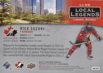 2017 Upper Deck Team Canada Juniors - Local Legends #LL-NS Nick Suzuki Back