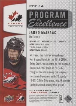 2017 Upper Deck Team Canada Juniors - Program of Excellence #POE-14 Jared McIsaac Back