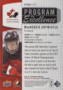 2017 Upper Deck Team Canada Juniors - Program of Excellence #POE-17 MacKenzie Entwistle Back