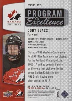 2017 Upper Deck Team Canada Juniors - Program of Excellence #POE-23 Cody Glass Back