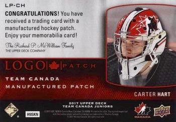 2017 Upper Deck Team Canada Juniors - Team Canada Manufactured Logo Patches #LP-CH Carter Hart Back