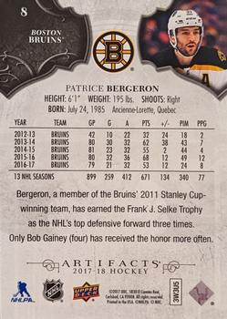 2017-18 Upper Deck Artifacts - Ruby #8 Patrice Bergeron Back