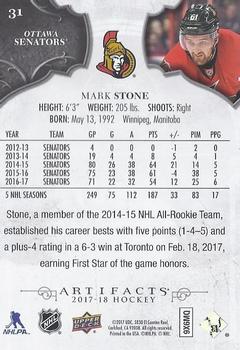 2017-18 Upper Deck Artifacts - Ruby #31 Mark Stone Back