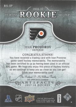 2017-18 Upper Deck Artifacts - Year One Rookie Sweaters #RS-IP Ivan Provorov Back