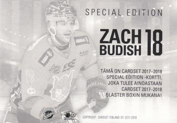 2017-18 Cardset Finland - Limited Edition (Series One) #NNO Zach Budish Back