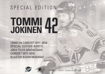 2017-18 Cardset Finland - Limited Edition (Series One) #NNO Tommi Jokinen Back
