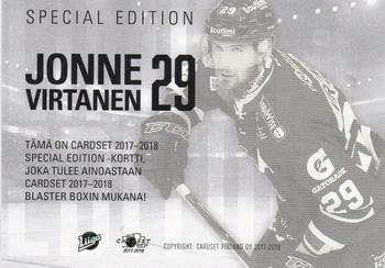 2017-18 Cardset Finland - Limited Edition (Series One) #NNO Jonne Virtanen Back