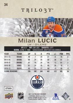 2017-18 Upper Deck Trilogy #34 Milan Lucic Back