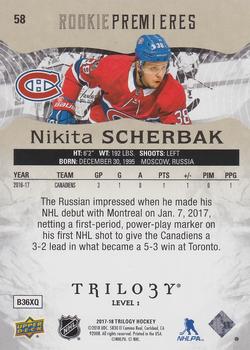 2017-18 Upper Deck Trilogy #58 Nikita Scherbak Back