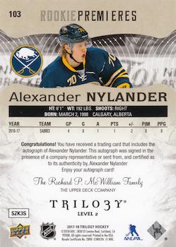 2017-18 Upper Deck Trilogy #103 Alexander Nylander Back
