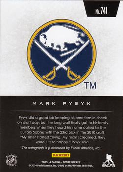 2013-14 Panini Rookie Anthology - 2013-14 Score Update: Hot Rookies Signatures #741 Mark Pysyk Back