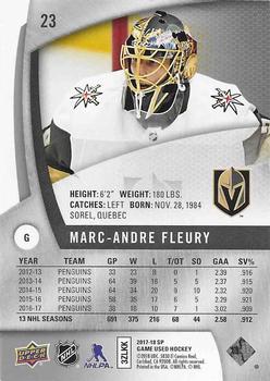 2017-18 SP Game Used #23 Marc-Andre Fleury Back