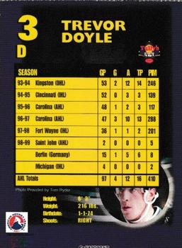 1999-00 SplitSecond Syracuse Crunch (AHL) #NNO Trevor Doyle Back