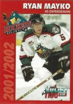 2001-02 Kelowna Rockets (WHL) #NNO Ryan Mayko Front
