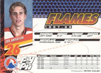 1997-98 Saint John Flames (AHL) #NNO Erik Andersson Back