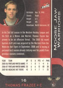 2008-09 Sobeys Moose Jaw Warriors (WHL) #8 Thomas Frazee Back