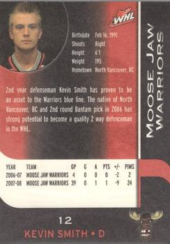2008-09 Sobeys Moose Jaw Warriors (WHL) #20 Kevin Smith Back