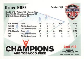 2007-08 Grandstand US Celluar Tri-City Americans (WHL) #14 Drew Hoff Back