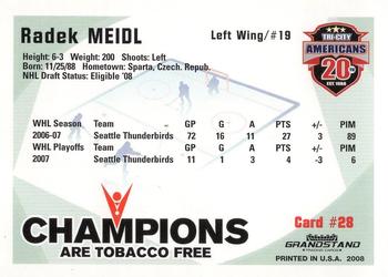 2007-08 Grandstand US Celluar Tri-City Americans (WHL) #28 Radek Meidl Back