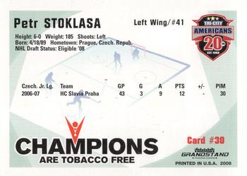 2007-08 Grandstand US Celluar Tri-City Americans (WHL) #30 Petr Stoklasa Back